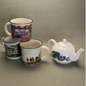 LitJoy Magical Collection Harry Potter Tea Set White Dragon Teapot 3 Mugs Wizard